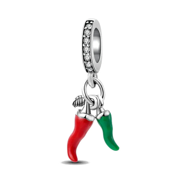 Pingente em Prata 925 - Charm My Life Pimentas Coloridas