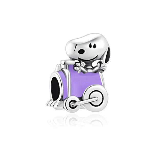 Berloque em Prata 925 - Charm My Life Snoopy Carrinho Roxo Peanuts