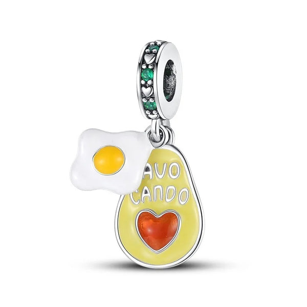 Pingente em Prata 925 - Charm My Life Abacate e Ovo Frito