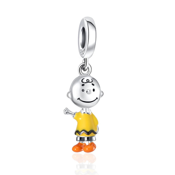 Pingente em Prata 925 - Charm My Life Menino Charlie Brown Camiseta Amarela