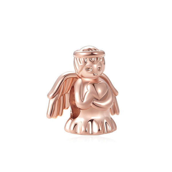 Berloques em Prata 925 Com Banho em Ouro Rosê - Charm My Life Anjo Do Amor