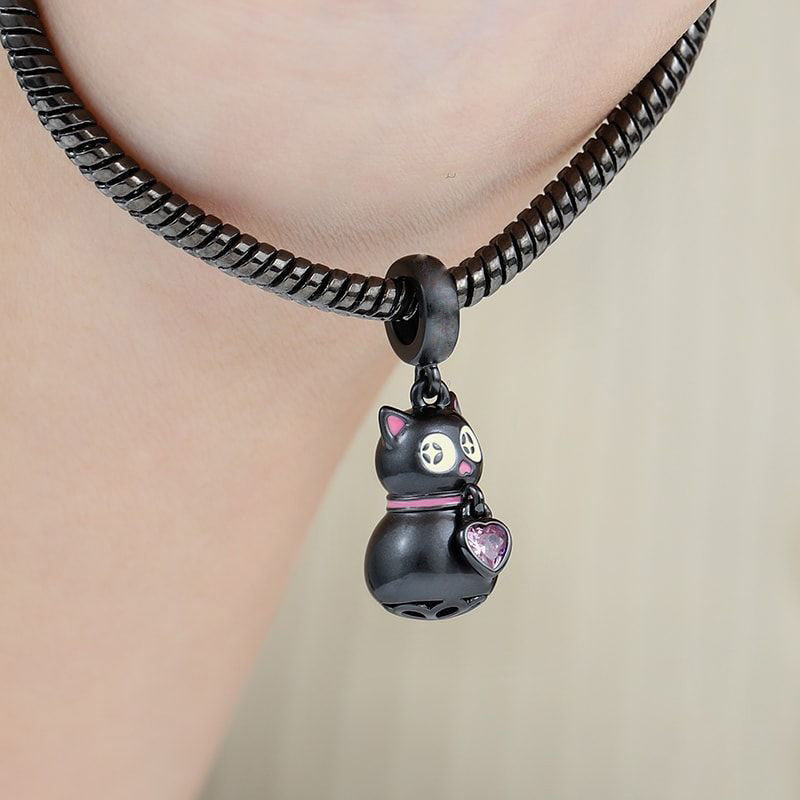 Pendente em prata - Charm My Life Gato Preto