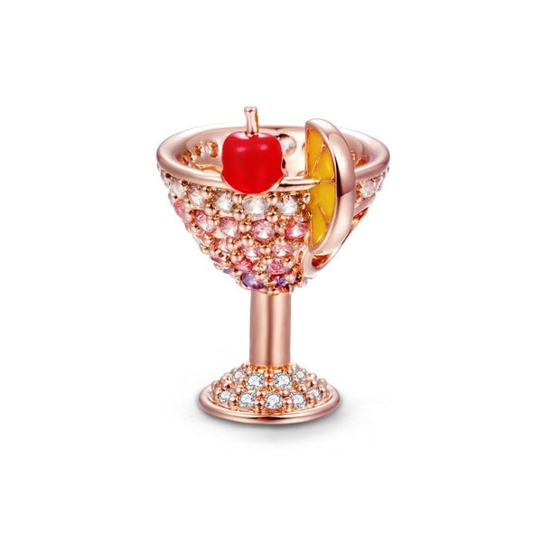Berloques em Prata 925 Com Banho em Ouro Rosê - Charm My Life Drink
