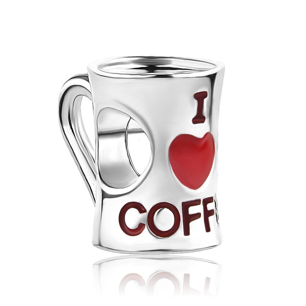 Berloque em prata - Charm My Life Eu Amo Café