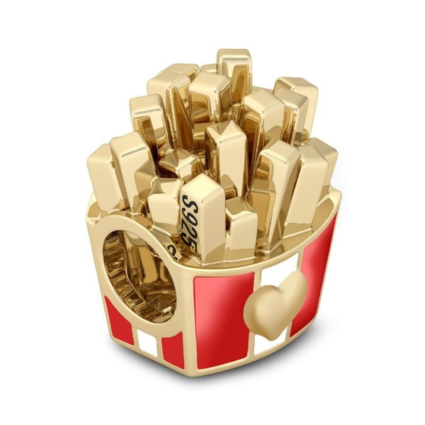 Berloque em Prata 925 Com Banho em Ouro - Charm My Life Batata Frita