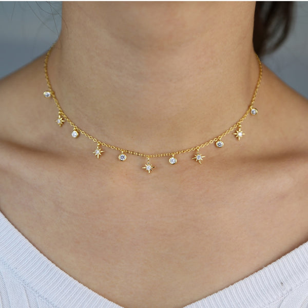 Choker Pingentes Folheado a Ouro ou Prata