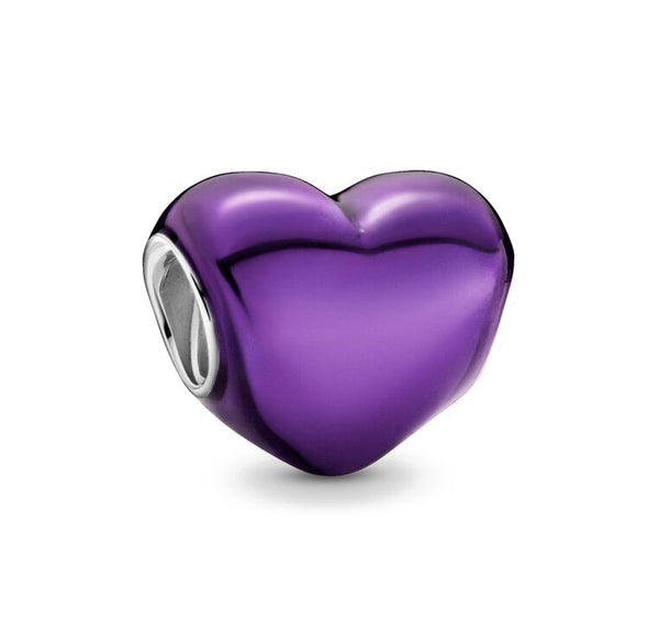 Berloque em prata - Charm My Life Coração Metalizado Roxo