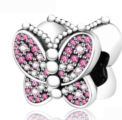 Berloque em prata - Charm My Life Borboleta Rosa