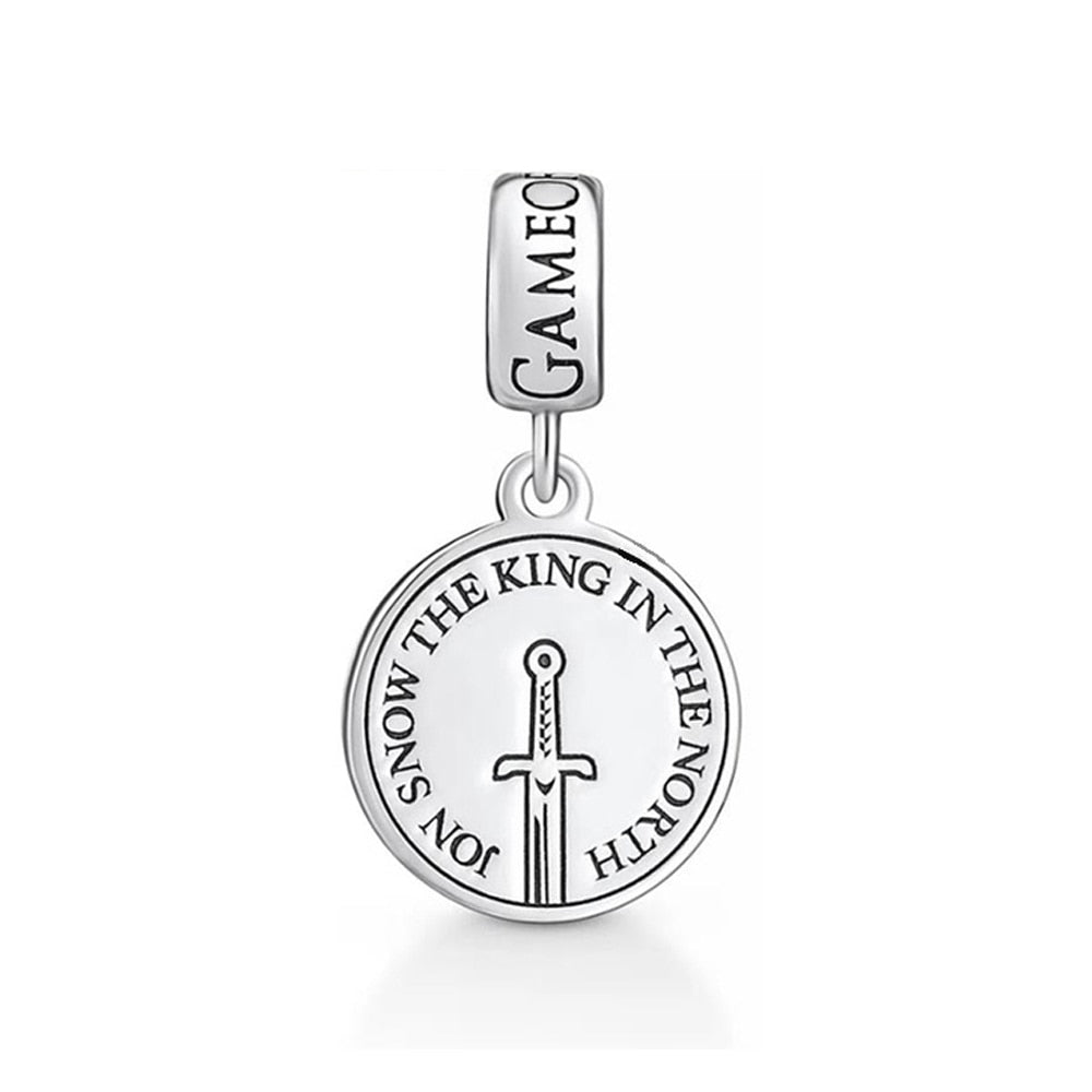 Pendente em prata 925 - Charm My Life The King in The North Game Of Thrones