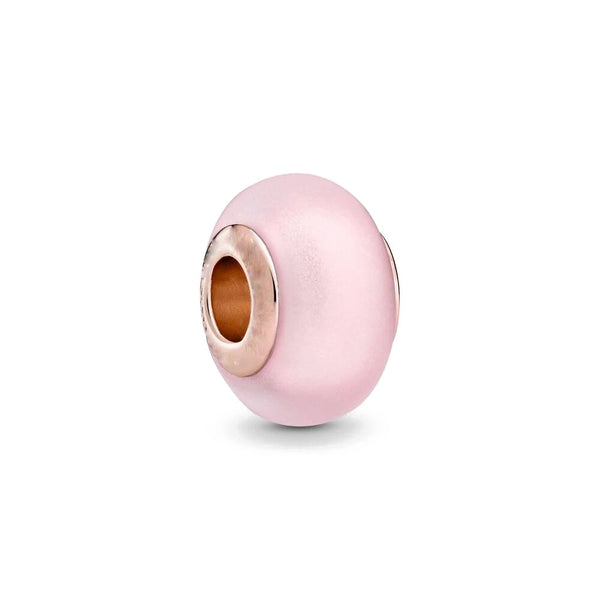 Charm Murano Rosa Matte - Coleção My Life em Prata com Banho em ouro