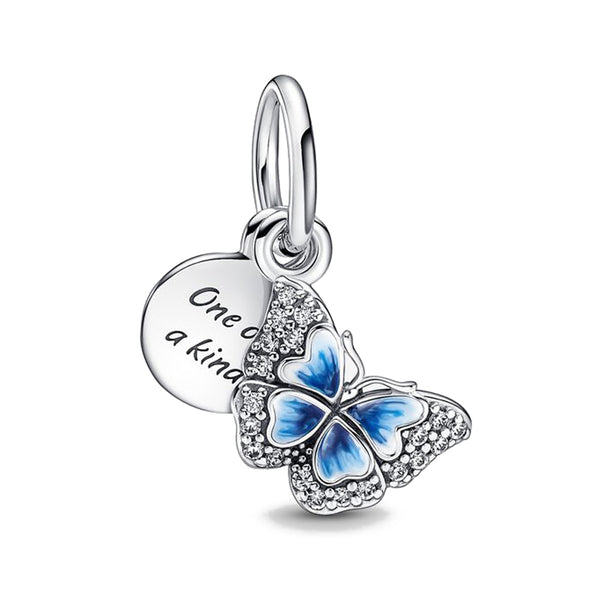 Pendente Duplo em prata - Charm My Life Borboleta Azul