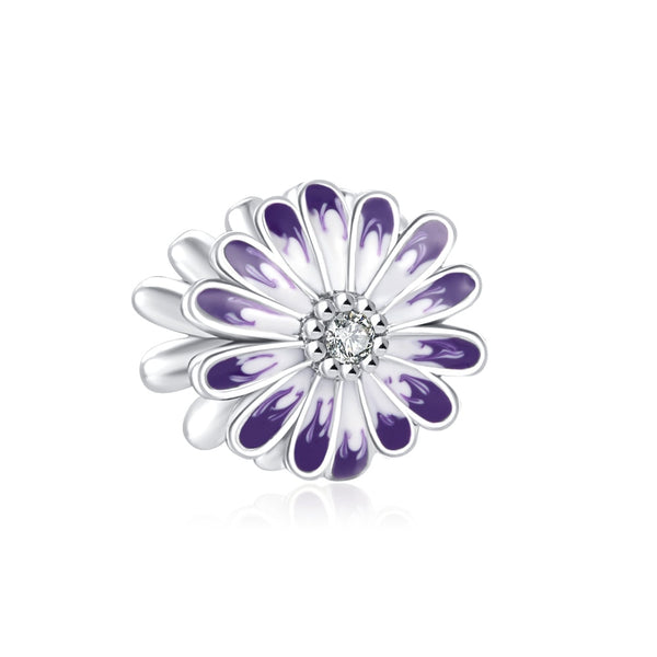 Berloque em prata - Charm My Life Flor do Campo Roxa