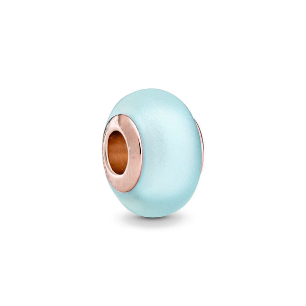 Charm Murano Azul Matte - Coleção My Life em Prata com Banho de Ouro