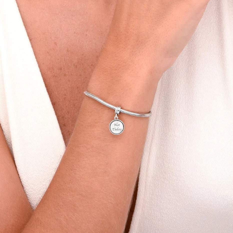 Pendente em prata 925 - Charm My Life Not Today Game Of Thrones